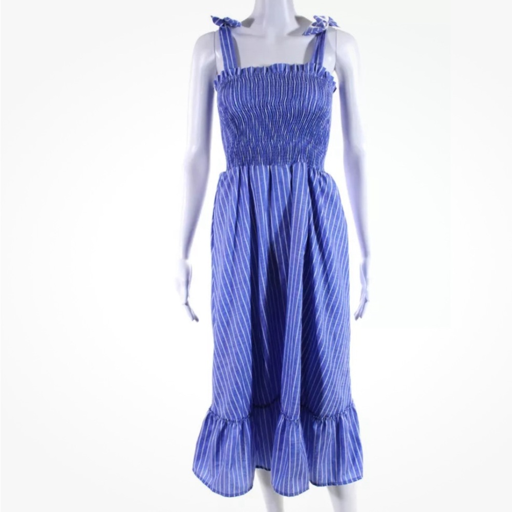 Peixoto Eddie beach cover up dress blue stripe smoked NWT
